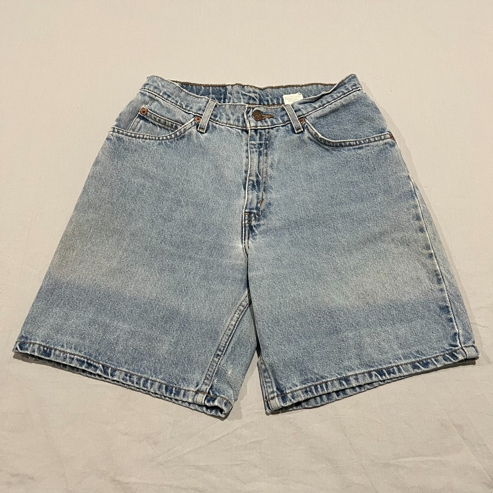 VTG Levis Orange Tab 950 Womens Blue Stone Wash Relaxed Fit 7" Denim Shorts 7